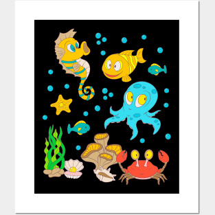 Sea Animals Marine Life Underwater Kids Posters and Art